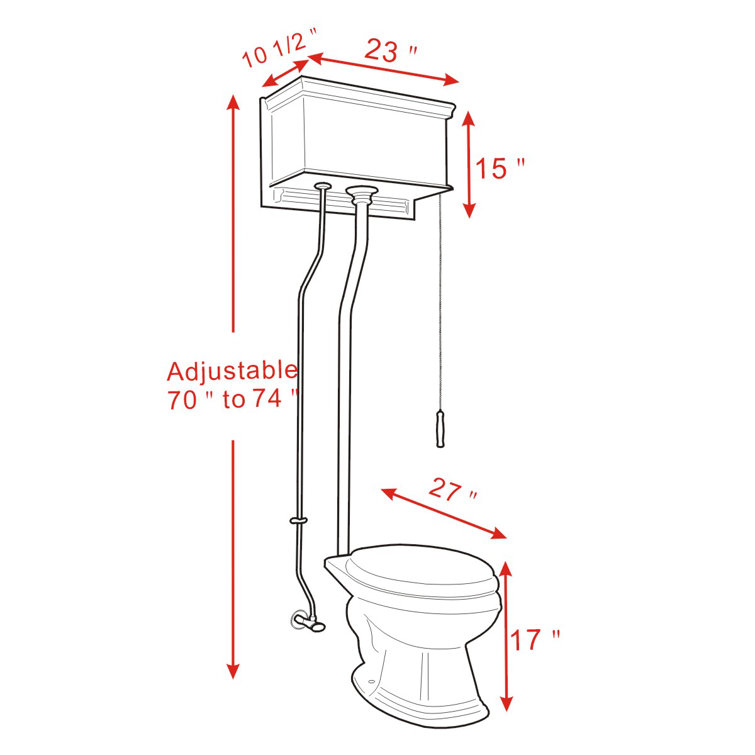 Victorian High Tank Pull Chain Toilet with Light Oak Finish