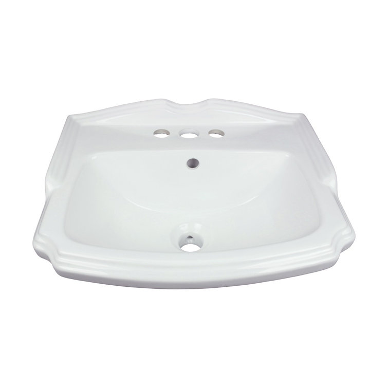 Gloss White Ceramic Wall-Mount Bathroom Sink with Overflow
