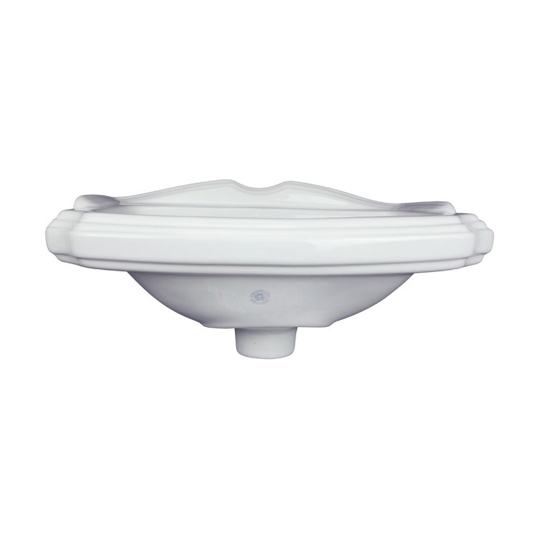 Gloss White Ceramic Wall-Mount Bathroom Sink with Overflow
