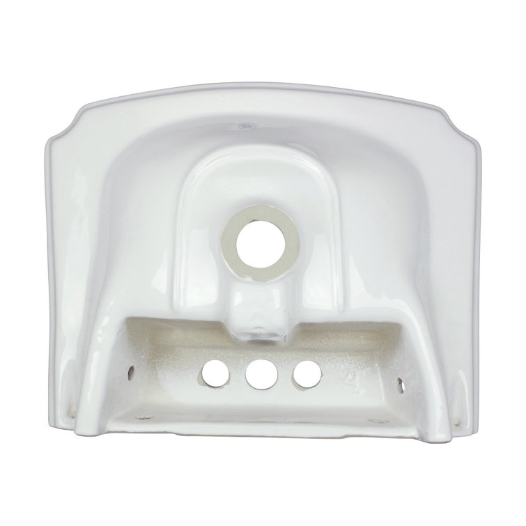 Gloss White Ceramic Wall-Mount Bathroom Sink with Overflow
