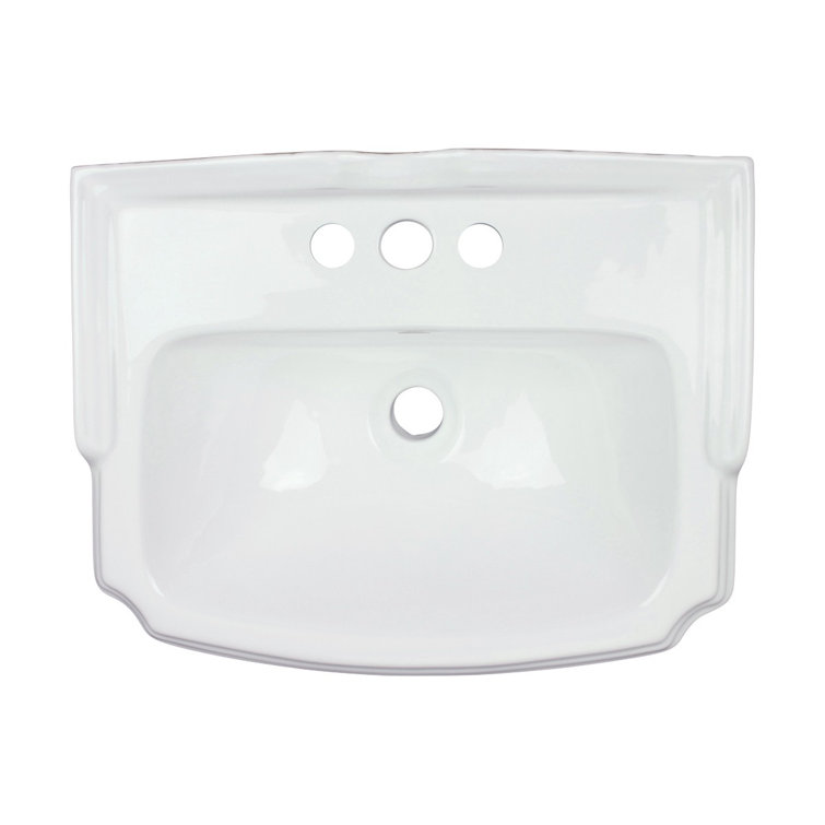 Gloss White Ceramic Wall-Mount Bathroom Sink with Overflow
