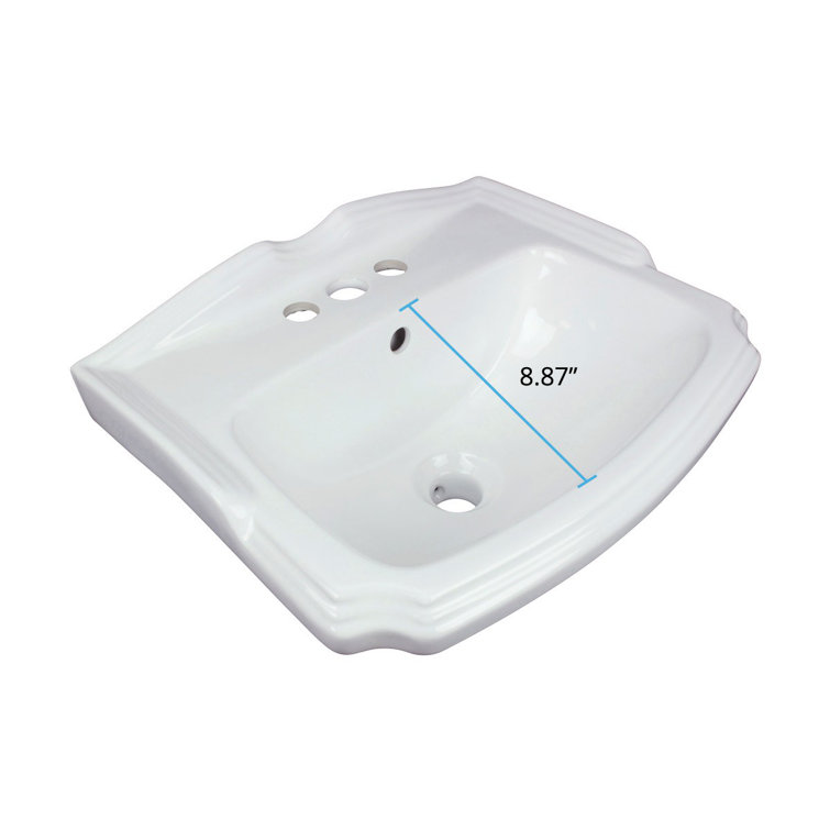 Gloss White Ceramic Wall-Mount Bathroom Sink with Overflow