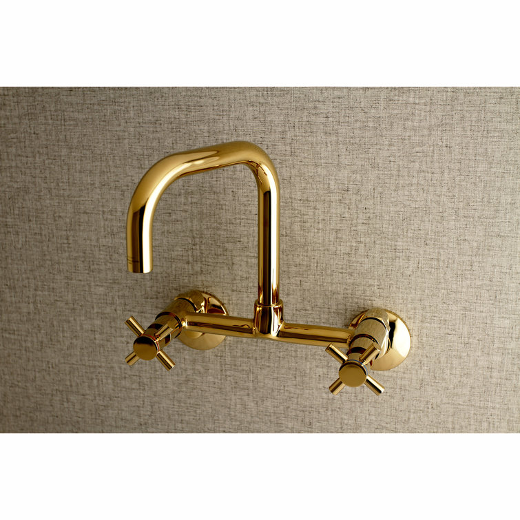 Concord Modern Chrome Wall Mount Kitchen Faucet with Cross Handles