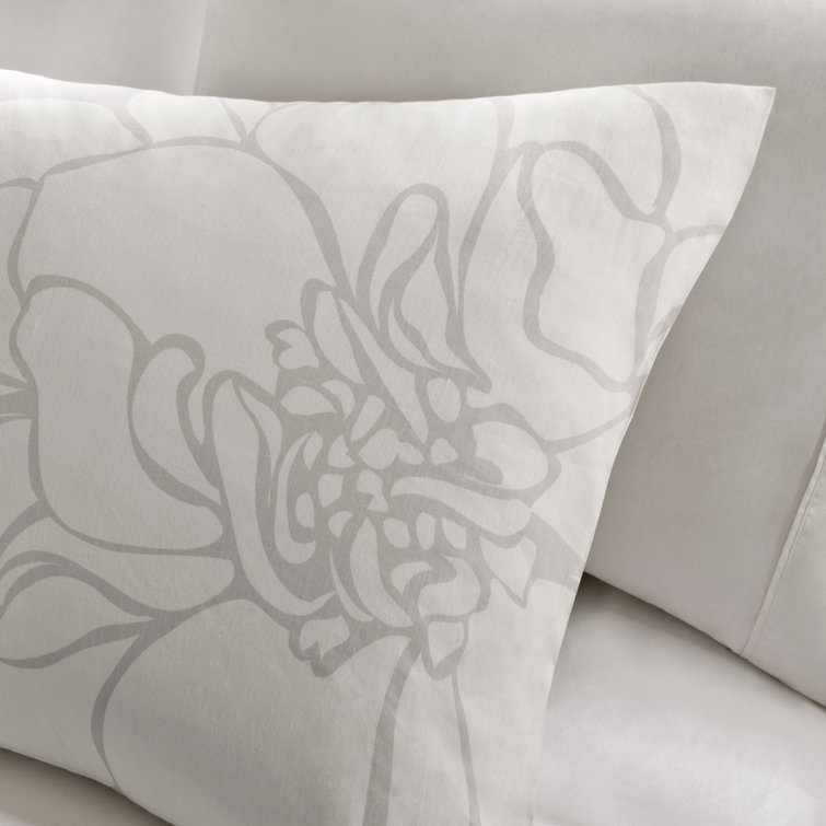 Twin Gray and Purple Floral Cotton Comforter Set