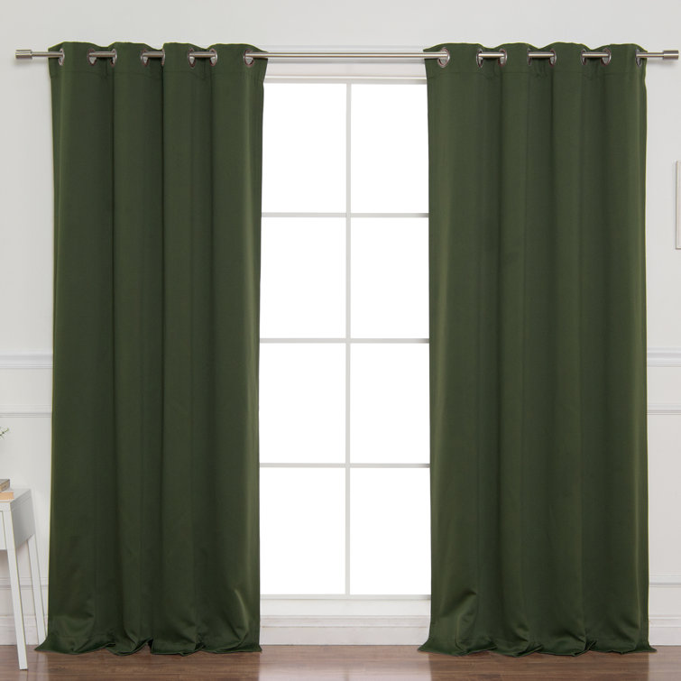 Moss Green 96" Blackout Polyester Grommet Curtains