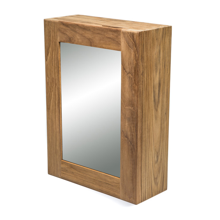 Teak 15'' H Medicine Cabinet with Mirror and Adjustable Shelves