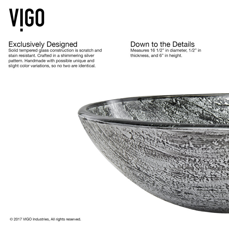 Eclipse 16.5'' Titanium Gray Circular Glass Vessel Bathroom Sink