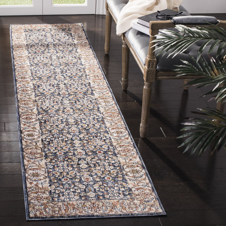 Navy and Beige Hand-Knotted Helena Wool Blend Area Rug