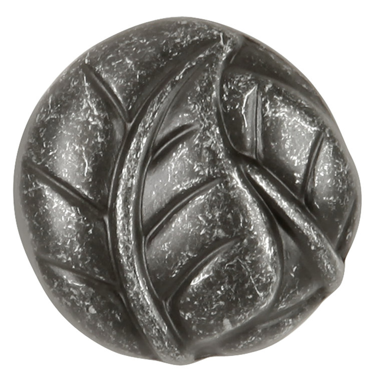 Pewter Leaf Design Round Cabinet Knob with Mounting Hardware
