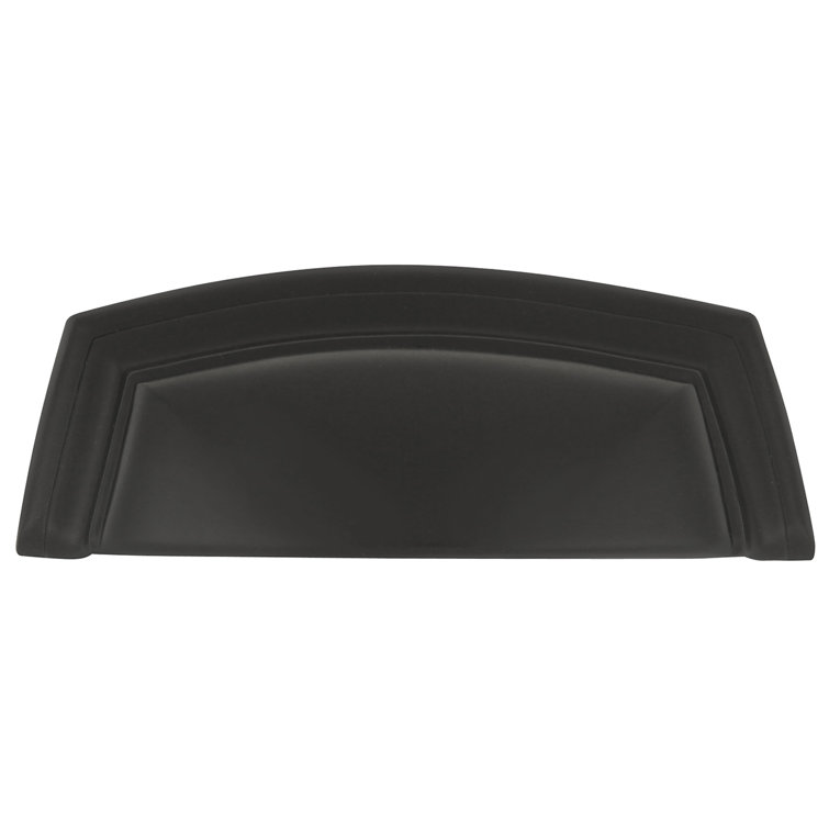 Matte Black Modern Cup Cabinet Pull with Mounting Hardware