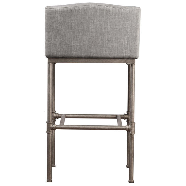 Dillon 27.7" Modern Industrial Gray Metal Bar Stool with Wingback Design