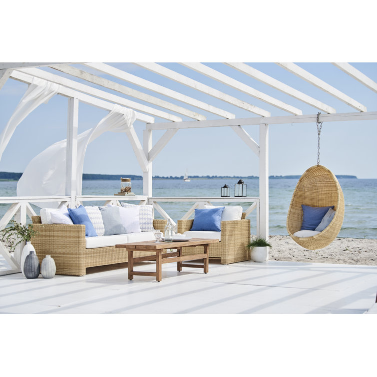 Natural Wicker Outdoor Lounge Chair with Sunbrella Cushions
