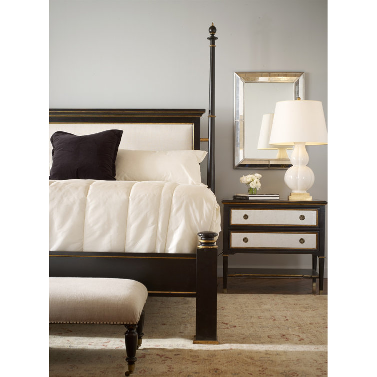 Monarch Black and Clear 2-Drawer Nightstand