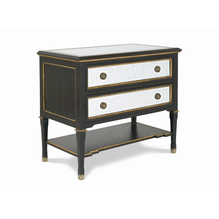 Monarch Black and Clear 2-Drawer Nightstand