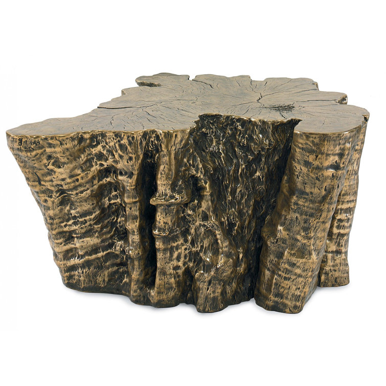 Bronze Finish Log Design Wood Cocktail Table