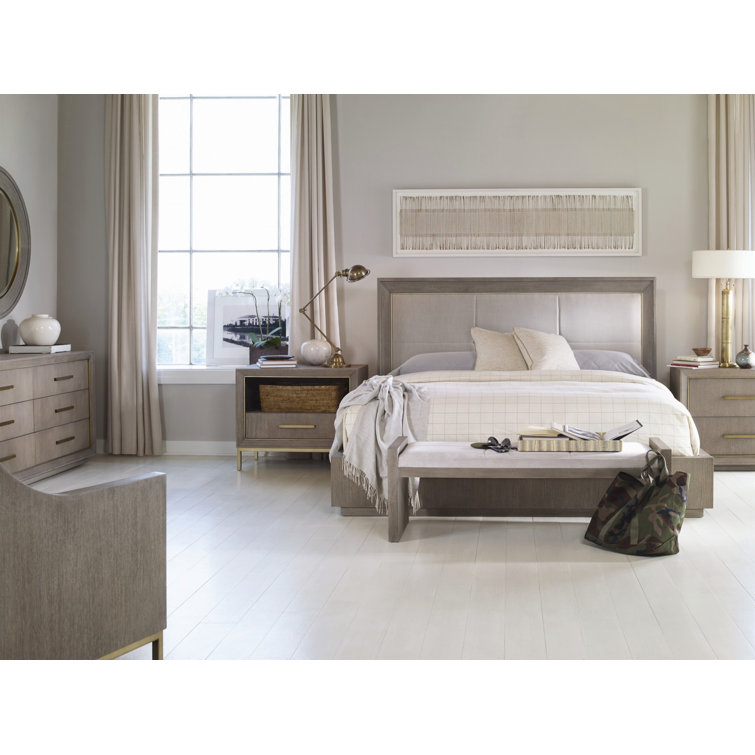 Kendall 34" Satin Gold Oak Nightstand with Drawer