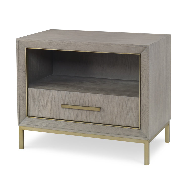 Kendall 34" Satin Gold Oak Nightstand with Drawer