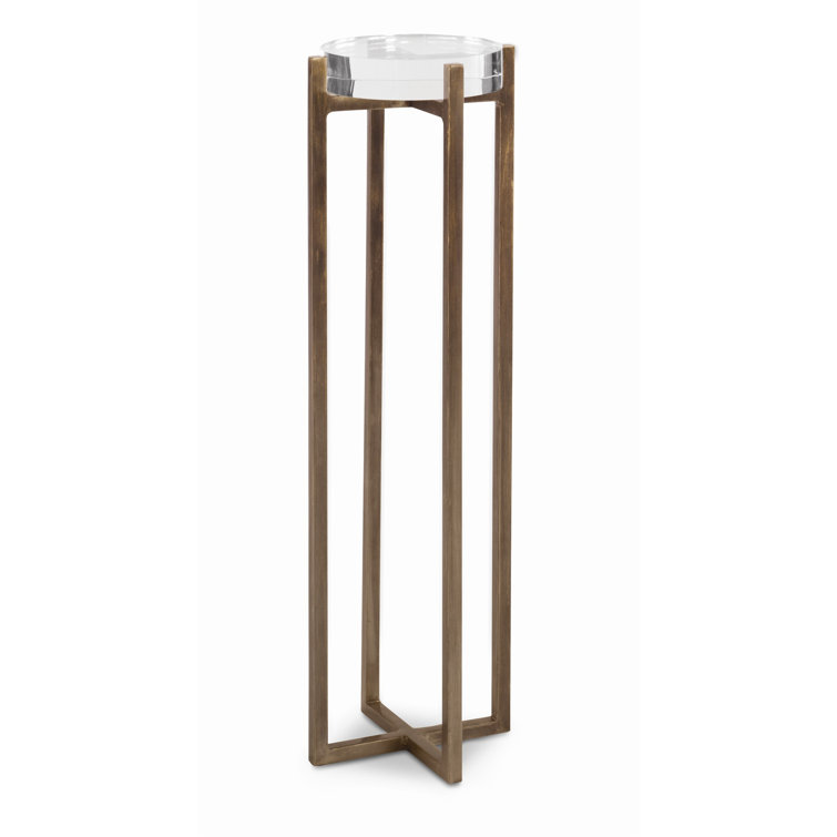 Tall Round Wood and Metal End Table