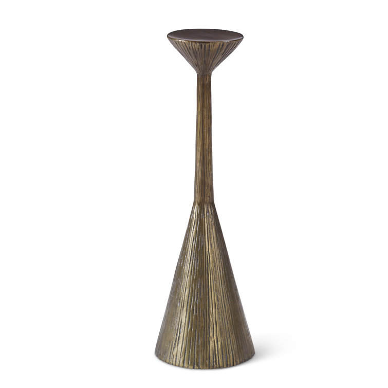 Artides Round Bronze Finish Martini Pedestal End Table