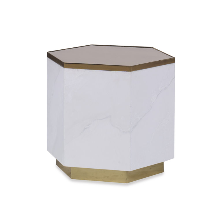 Bronze and Grey Veined White Wood Cocktail Table