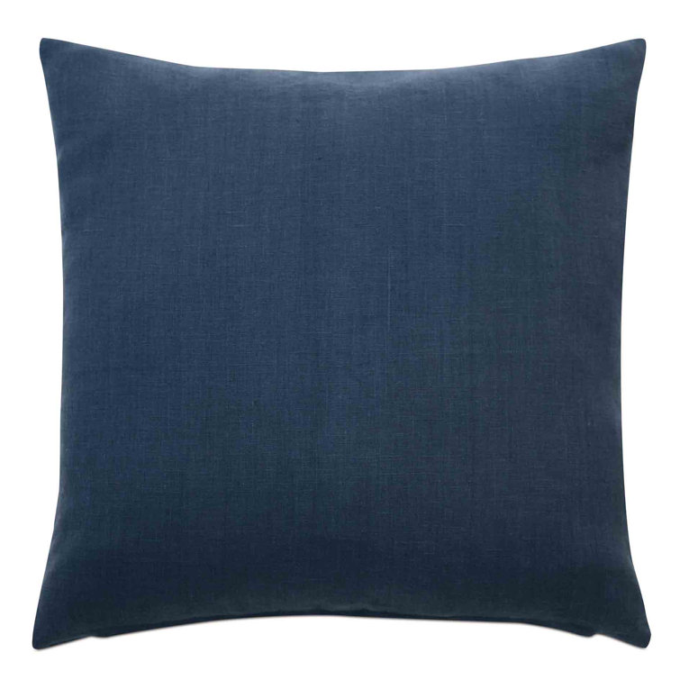 Indigo Square Linen Throw Pillow with Nautical Rope Trim