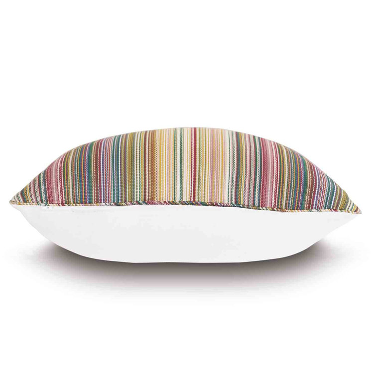 Multicolor Striped Synthetic Square Throw Pillow with Polyester Insert