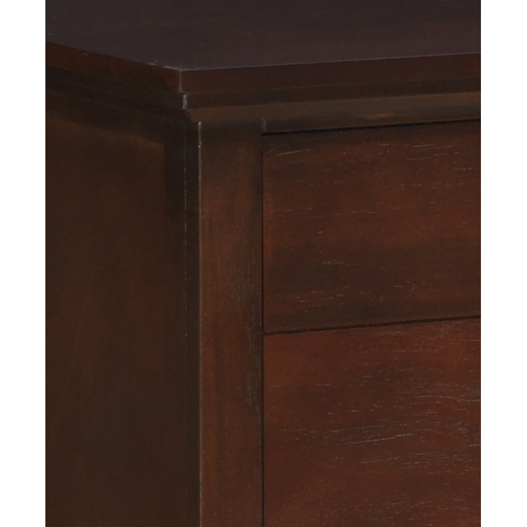 Cappuccino Solid Wood 3-Drawer Nightstand with Nickel Handles
