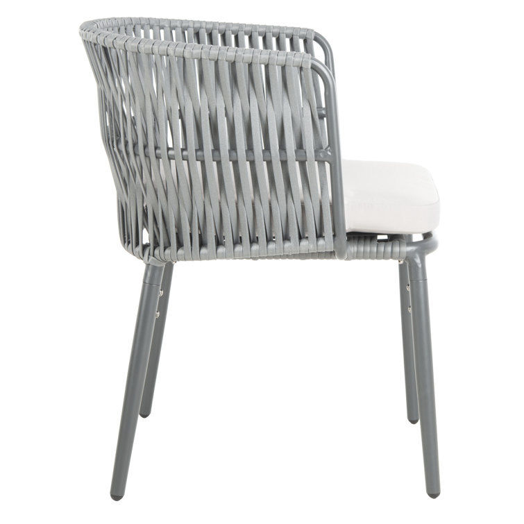 Gray Rope and Aluminum Outdoor Dining Chair with Cushions