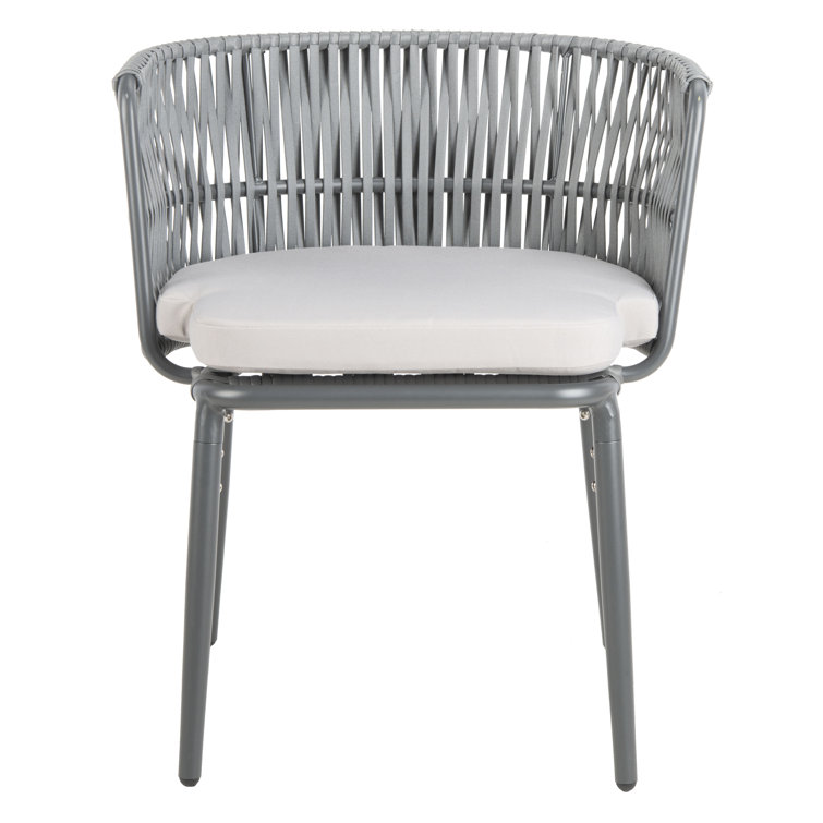 Gray Rope and Aluminum Outdoor Dining Chair with Cushions