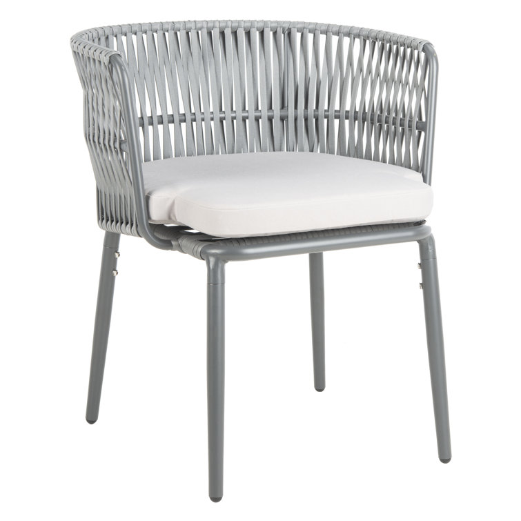 Gray Rope and Aluminum Outdoor Dining Chair with Cushions
