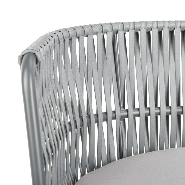 Gray Rope and Aluminum Outdoor Dining Chair with Cushions