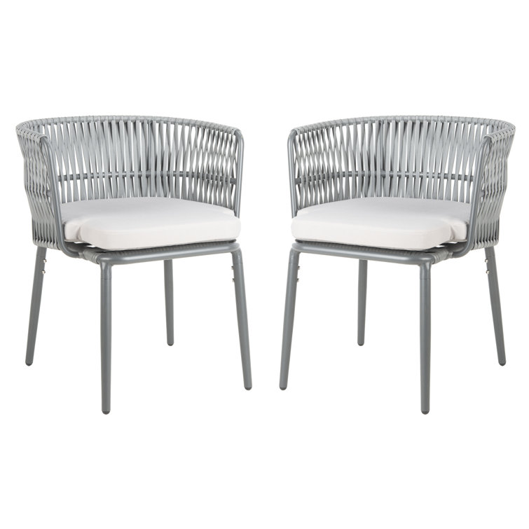 Gray Rope and Aluminum Outdoor Dining Chair with Cushions