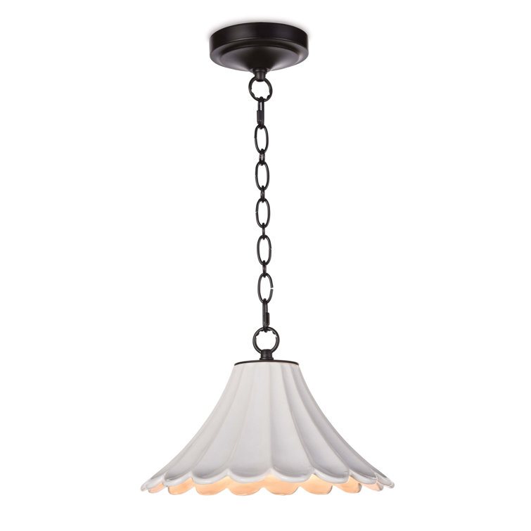 White Ceramic Scallop Empire Shade Pendant Light