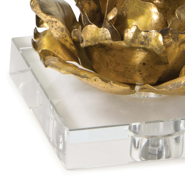 Bronze Blossom Pedestal Candlestick with Crystal Base