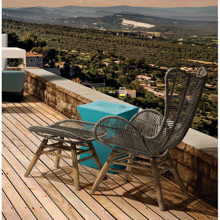 Brown Acacia and Eucalyptus Lounge Chair with Ottoman