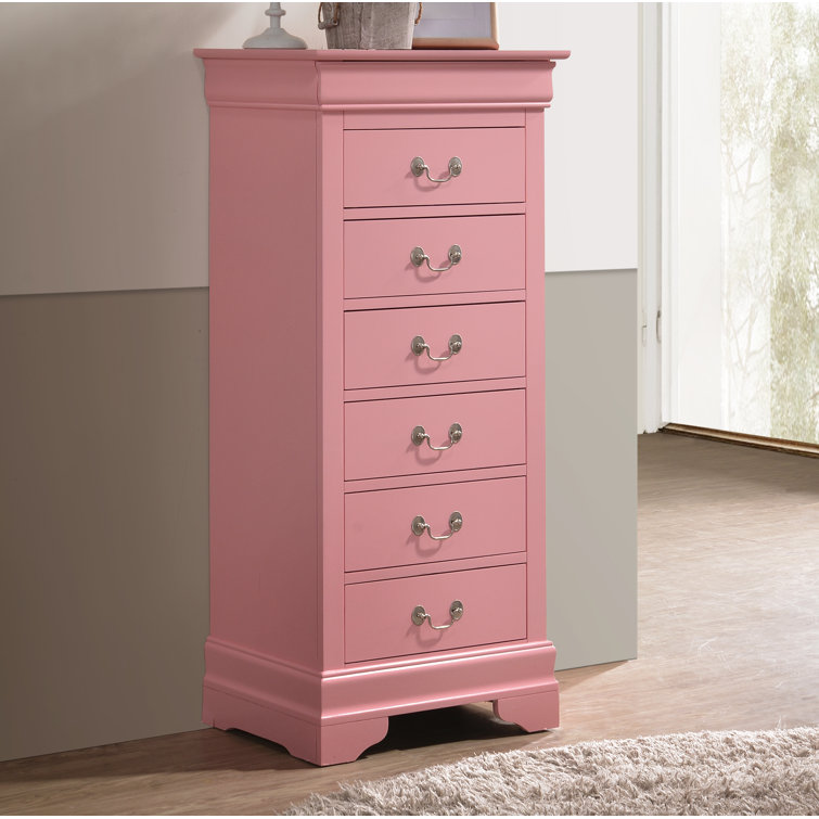 Pink 7-Drawer Vertical Lingerie Chest with Dovetail Drawers