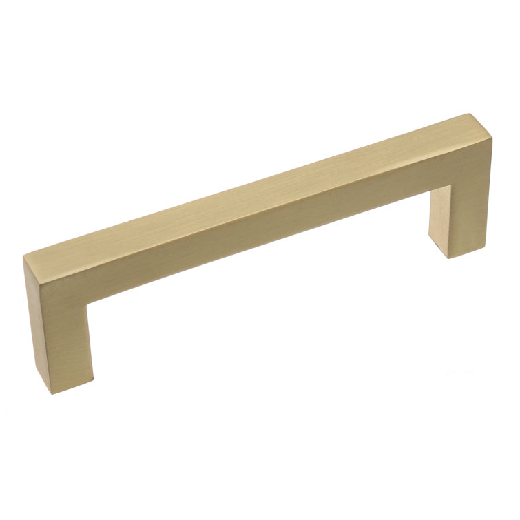 Satin Gold Brushed Metal Square Bar Pull with Mounting Hardware