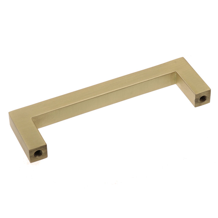 Satin Gold Brushed Metal Square Bar Pull with Mounting Hardware