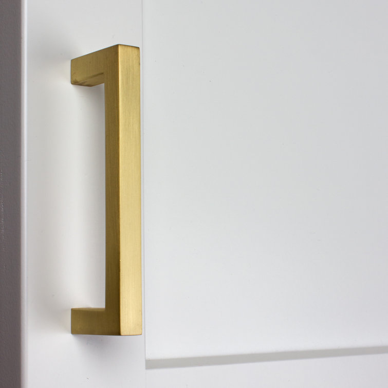 Satin Gold Brushed Metal Square Bar Pull with Mounting Hardware