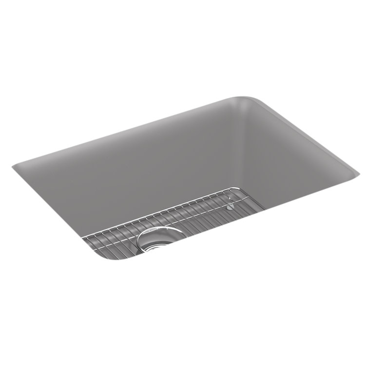Matte Grey Stone Undermount Single-Bowl Kitchen Sink