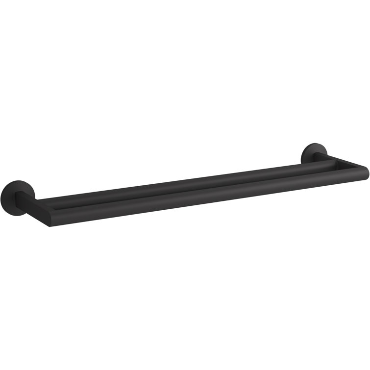 Matte Black Modern Wall Mounted Double Towel Bar