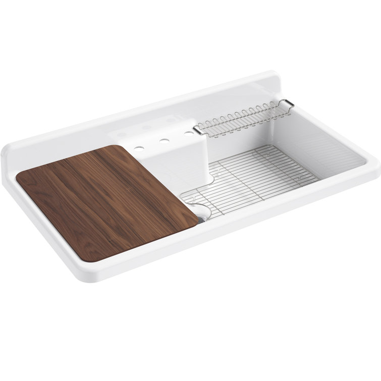 Farmstead Elegance 45" White Cast Iron Kitchen Sink with Custom Accessories