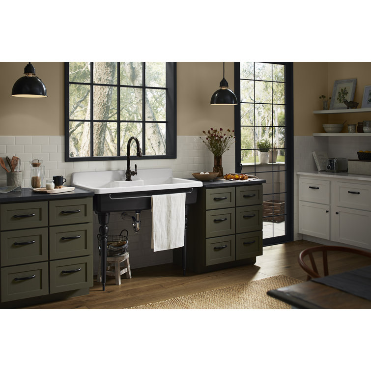 Farmstead Elegance 45" White Cast Iron Kitchen Sink with Custom Accessories