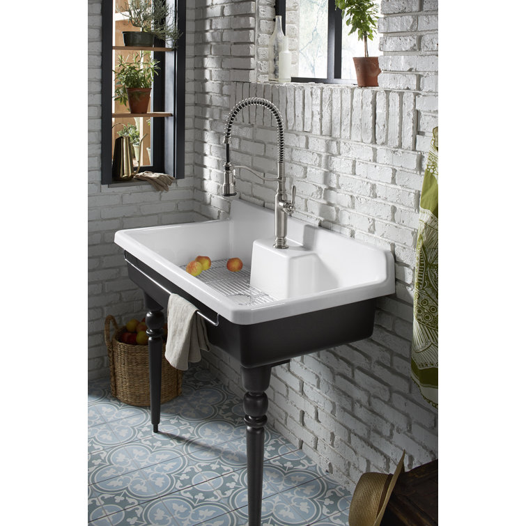 Farmstead Elegance 45" White Cast Iron Kitchen Sink with Custom Accessories