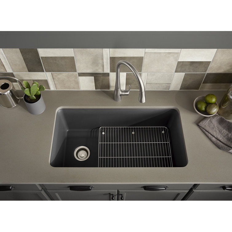 Matte Graphite Neoroc Undermount Single-Bowl Kitchen Sink