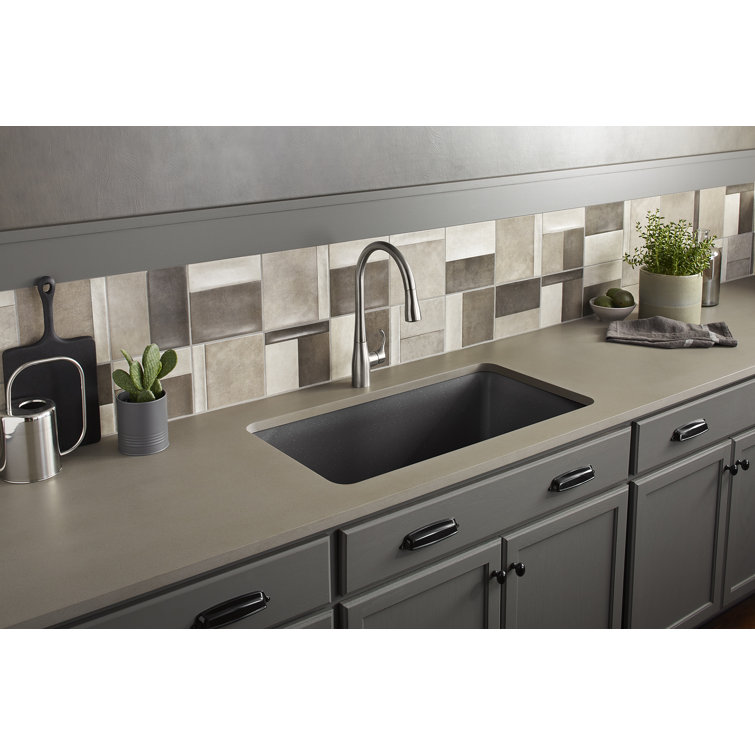 Matte Graphite Neoroc Undermount Single-Bowl Kitchen Sink