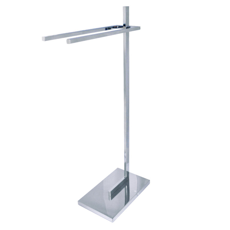Polished Chrome Freestanding Dual Towel Rack with Weighted Base