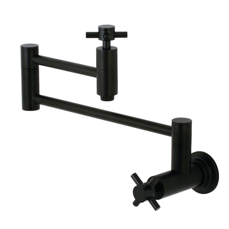 Matte Black Brass Wall Mount Pot Filler Faucet
