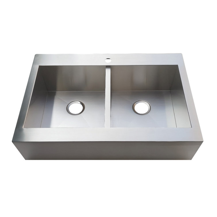 Edinburg 33-Inch Stainless Steel Double Bowl Farmhouse Sink