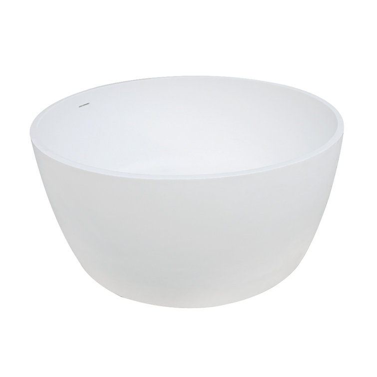 Matte White 51-Inch Solid Surface Freestanding Tub with Drain